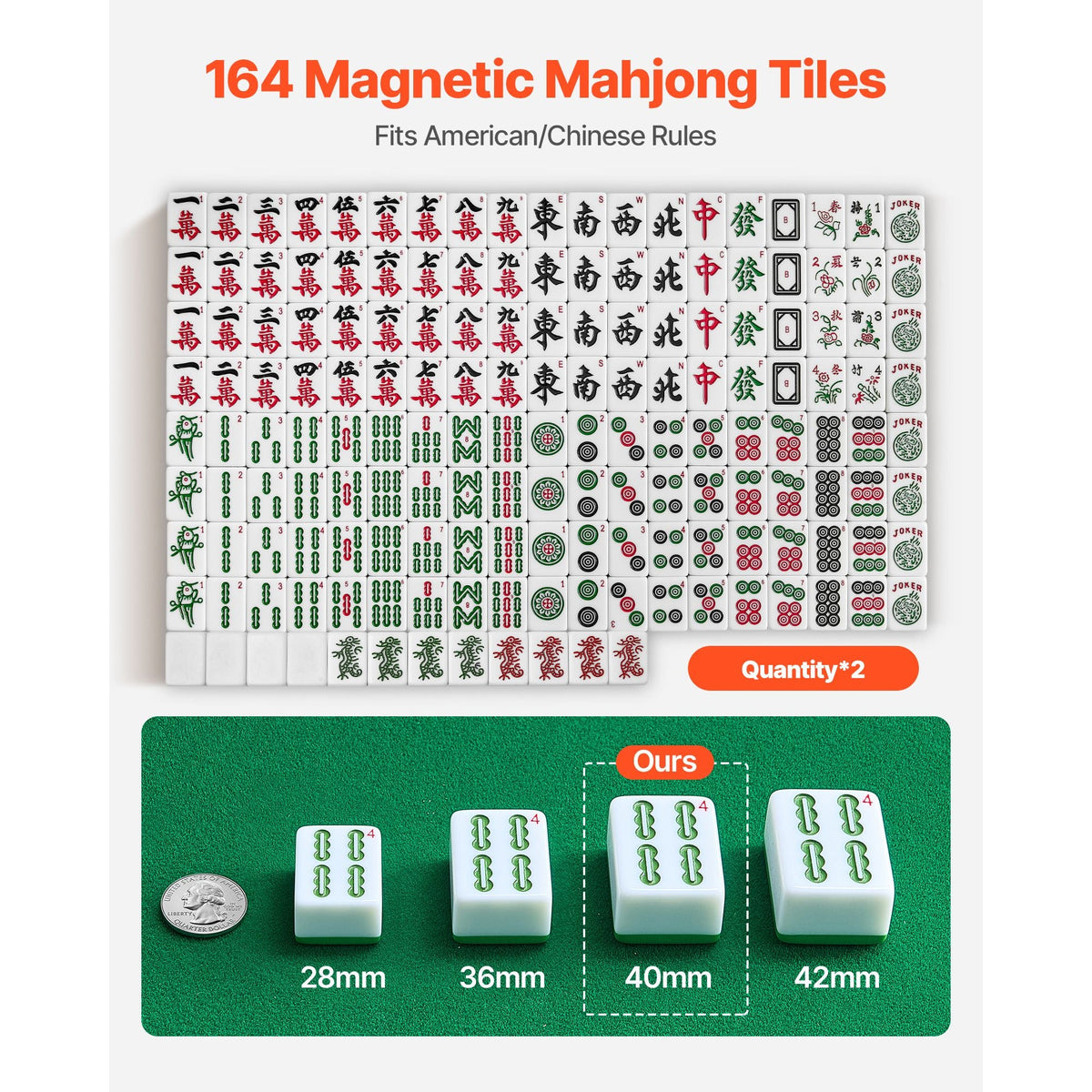 Automatic Mahjong Table with Wheels, 2 Sets of 40 mm Tiles (164 Pcs), Roller Coaster Style Mahjong-Table, Foldable and Automatic Shuffler, for Home, Outdoor Leisure & Gifts for Mahjong Players