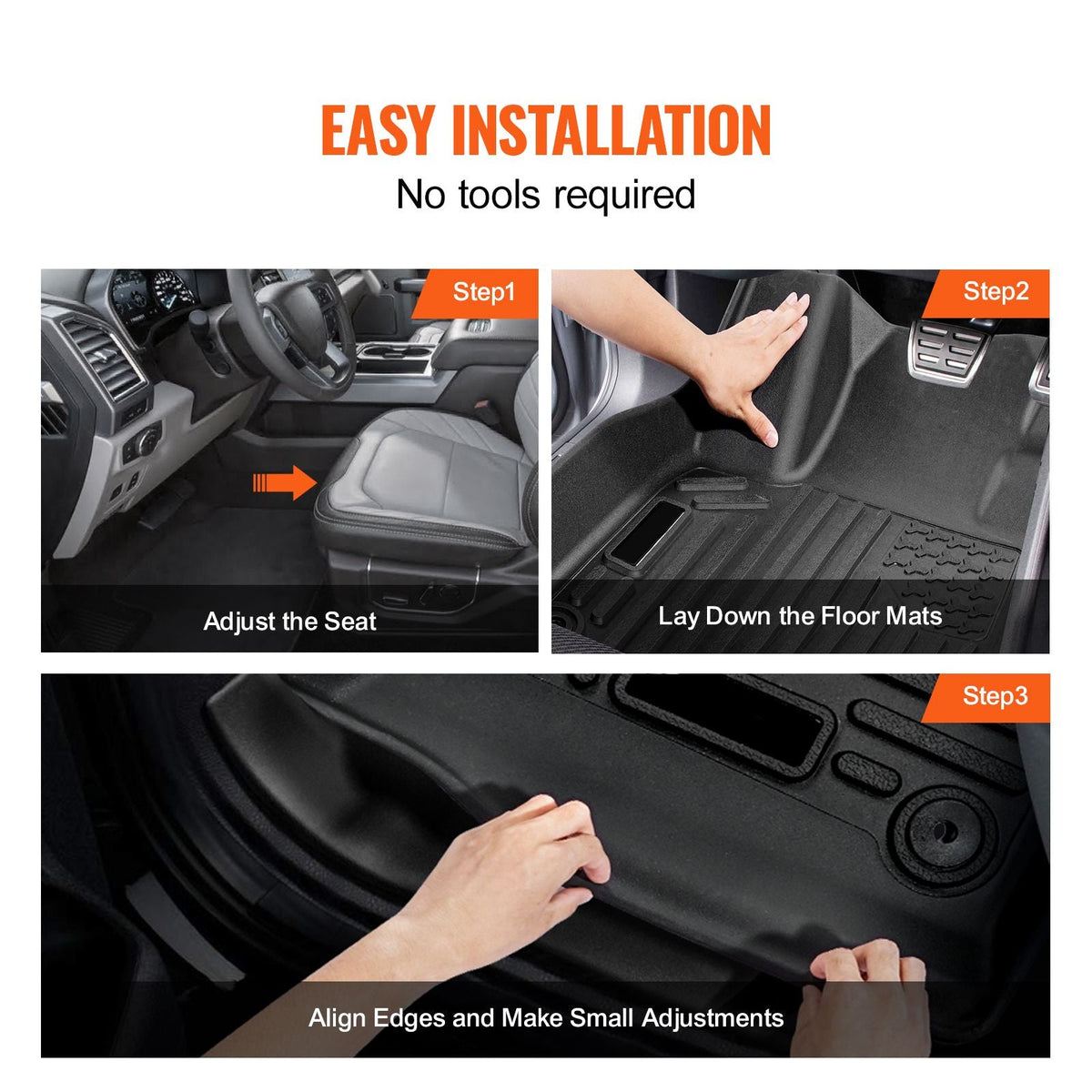 Automotive Floor Mats, Fits for Dodge Durango / Jeep Grand Cherokee 2016-2024 / 2016-2021, 3 pcs Front and 2nd Row Liners, All Weather Custom Fit TPE Vehicle Floor Mats, Easy to Clean, Black