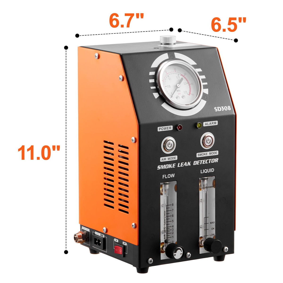 Automotive Smoke Machine Leak Detector, EVAP Smoke Machine Leak Tester with Built-in Air Pump, Pressure Gauge, Oil Level & Flow Meter, 2-Mode Vacuum Diagnostic Detector for EVAP Fuel Pipe System