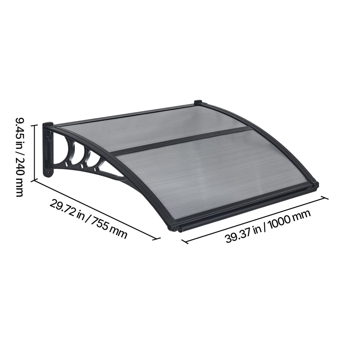 Awnings for Door Entrance, 30 x 39 in, Exterior Front Door Window Awnings with Drainage & ABS Bracket, Rain Snow Sun Protection, Overhang Polycarbonate Door Canopy for Porch Patio, Smoky Gray