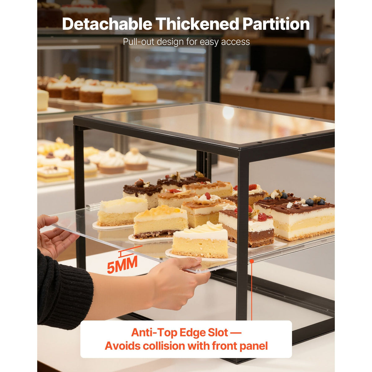 Bakery Display Case, 2-Tier Commercial Countertop Pastry Display Case, Clear Acrylic Bread Box for Kitchen, Party Cake Cabinet with Sliding Door for Cookie Dessert Donut, 21.7" x 15.2" x 15.4"