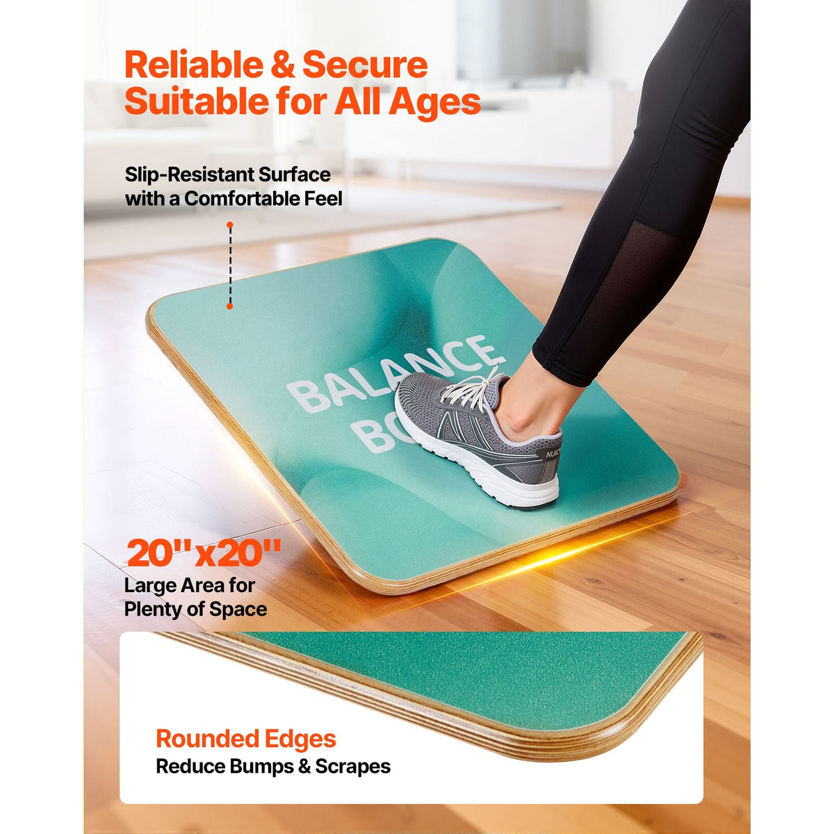 Balance Board, 360° Rotating Wobble Board Trainer for Adults 3-Level Adjustable, Wooden Balance Training Equipment, Slip-Resistant Surface for Core Workout, Standing Desk Exercise, Home Gym