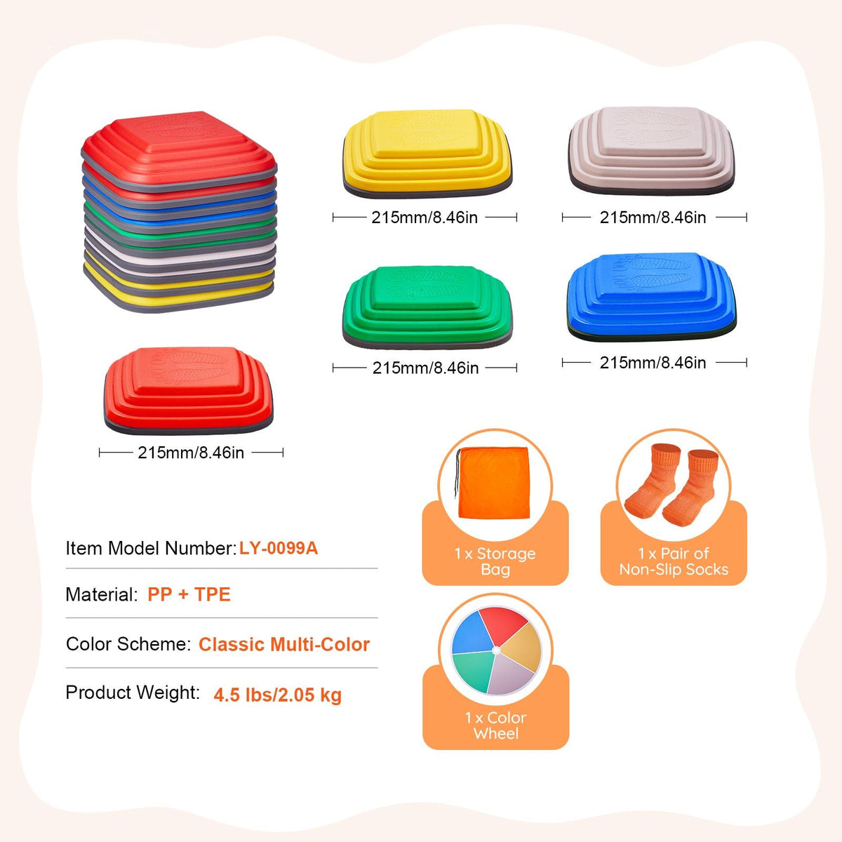 Balance Stepping Stones for Kids, 10 PCS, Up to 220 lbs, Non-Slip Toddlers Sensory Stepping Stones, Obstacle Course Coordination Game Toys Indoor or Outdoor Play for Children Aged 3 4 5 6 7 8+