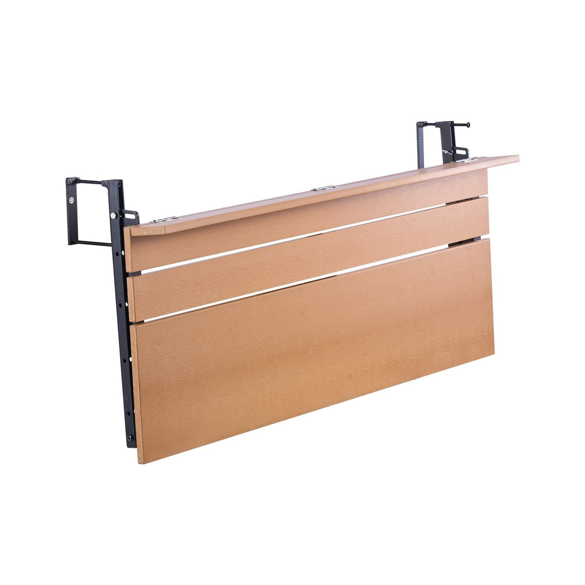 Balcony Hanging Table, 15 x 39 in Folding Balcony Railing Table, Outdoor Balcony Bar Table for Railings, 5-Level Adjustable, Fit Railing from 1" to 5.3", Serving Table for Patio & Deck
