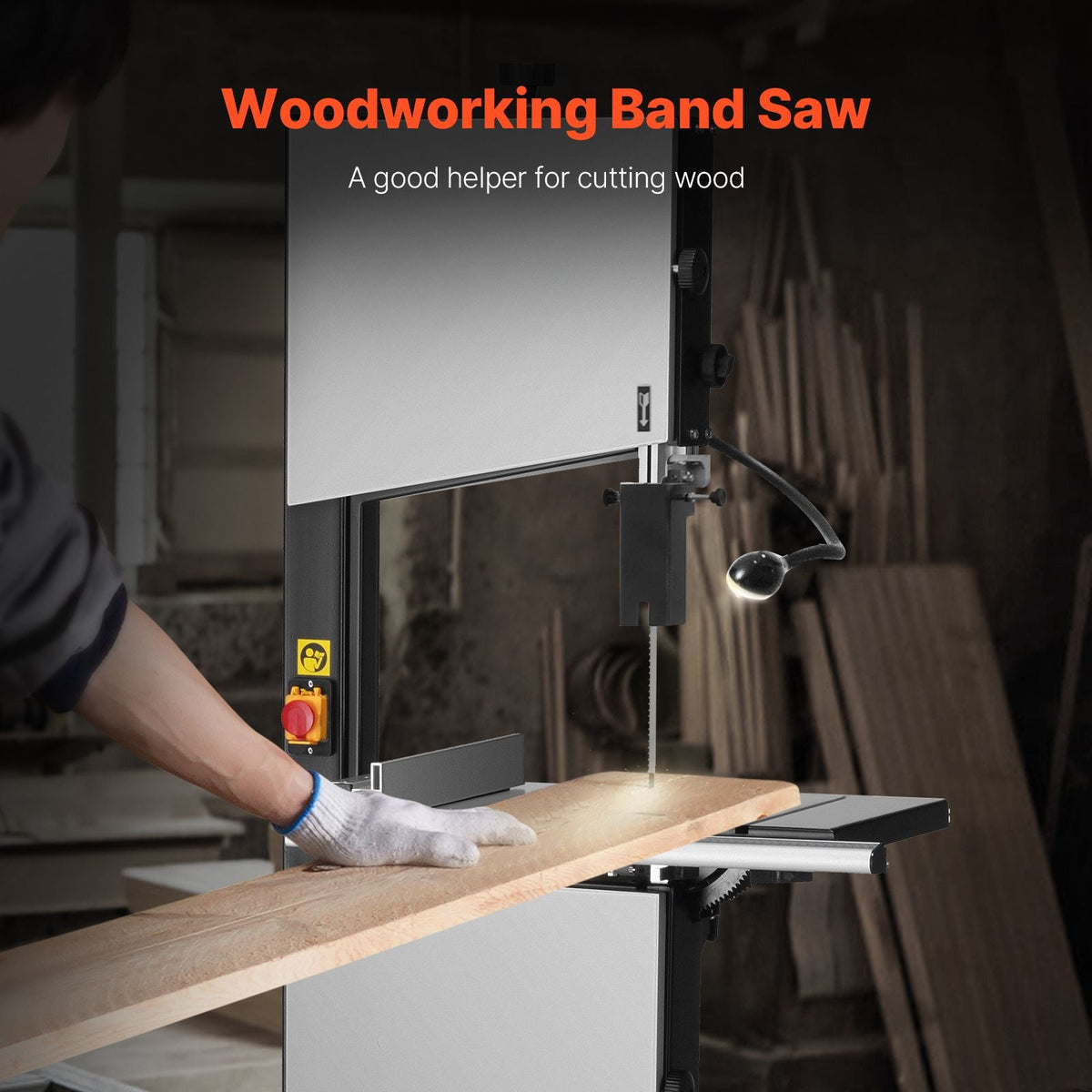 Band Saw, 13.39-Inch, Benchtop Bandsaw with Stand, 440-846 RPM Continuously Viable Speed, 1100W 1-1/2HP, 110V, Optimized Work Light, and Miter Gauge, for Woodworking Aluminum Wood Metal Copper