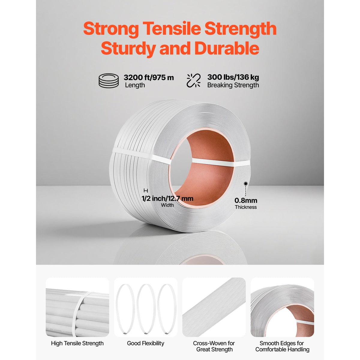 Banding Strapping Kit, Heavy Duty Banding Sealer Tool with 3200 ft Length PP Band, 1000 Metal Seals, 50 Corner Protectors, Plastic Pallet Packaging Strapping Kit for Warehouse/Shipping/Moving