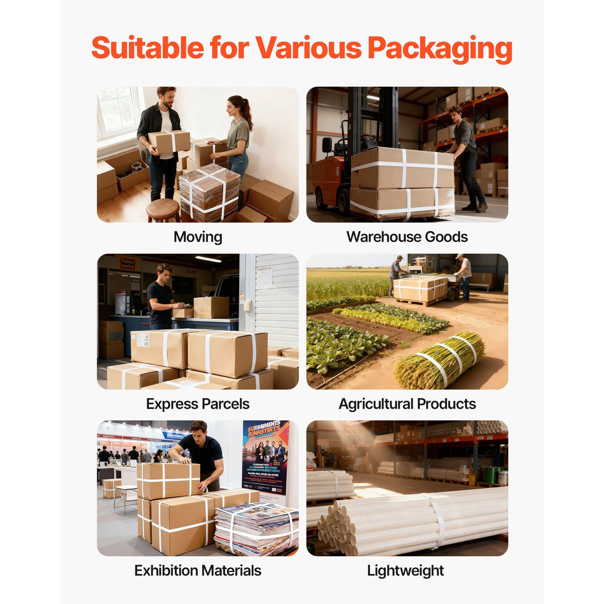 Banding Strapping Kit, Heavy Duty Banding Sealer Tool with 330 ft Length PP Band, 100 Metal Seals, Plastic Manual Pallet Packaging Strapping Kit for Warehouse/Shipping/Moving/Home, Orange
