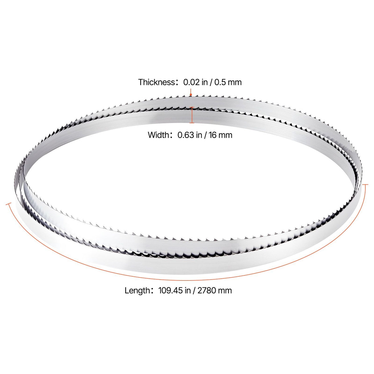 Bandsaw Blade, 109.45 Inch Length, 4 TPI Band Saw Blade with 18 HRC Hardened Sharp Teeth, High-Strength Carbon Steel, 0.6 Inch Width, Replacement for Major Woodworking Band Saw Brands, 1 Pack