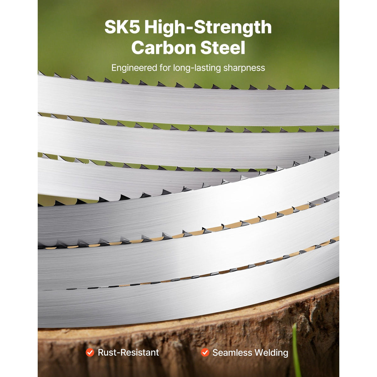 Bandsaw Blade, 109.45 Inch Length, 4 TPI Band Saw Blade with 18 HRC Hardened Sharp Teeth, High-Strength Carbon Steel, 0.6 Inch Width, Replacement for Major Woodworking Band Saw Brands, 1 Pack