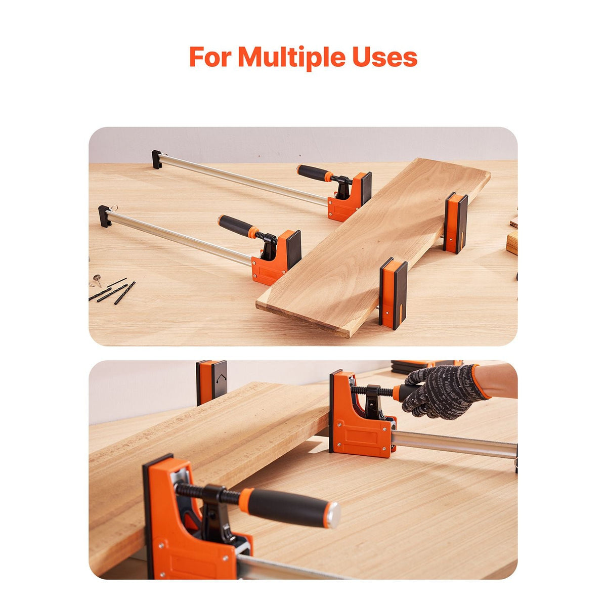 Bar Clamps for Woodworking, 2-Pack 36 inch Parallel Clamp Set, F-Clamp with 1500 lbs Load Limit, Even Pressure, High-strength Plastic and Carbon Steel, for Woodworking Metal Working, Orange