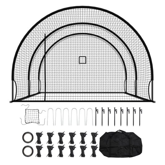 Baseball Batting Cage, 19.9 x 12.0 x 8.2 FT Freestanding Portable Batting Cage, Hitting Cages with 30-Ply Knotted HDPE & Pitching Machine Opening, Battings Cages Netting for Indoor Outdoor