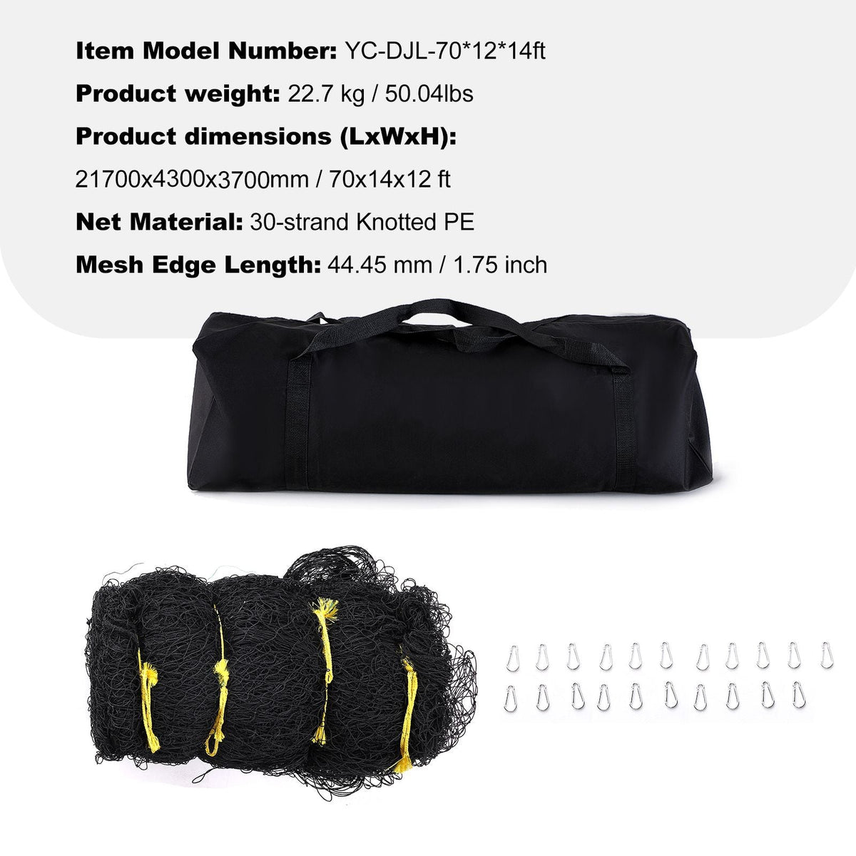 Baseball Batting Netting, Professional Softball Baseball Batting Hitting Training Net, Practice Portable Pitching Cage Net with Door & Carry Bag, Heavy Duty Enclosed PE Netting, 70FT (NET ONLY)