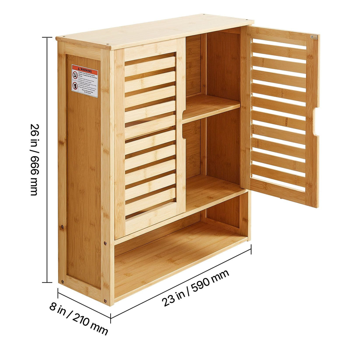 Bathroom Wall Cabinet, 2 Doors and Adjustable Shelf, Over the Toilet Storage Medicine Cabinet Wall Mounted, Hanging Organizer with Shelves and Open Partition for Laundry Room Kitchen Restroom