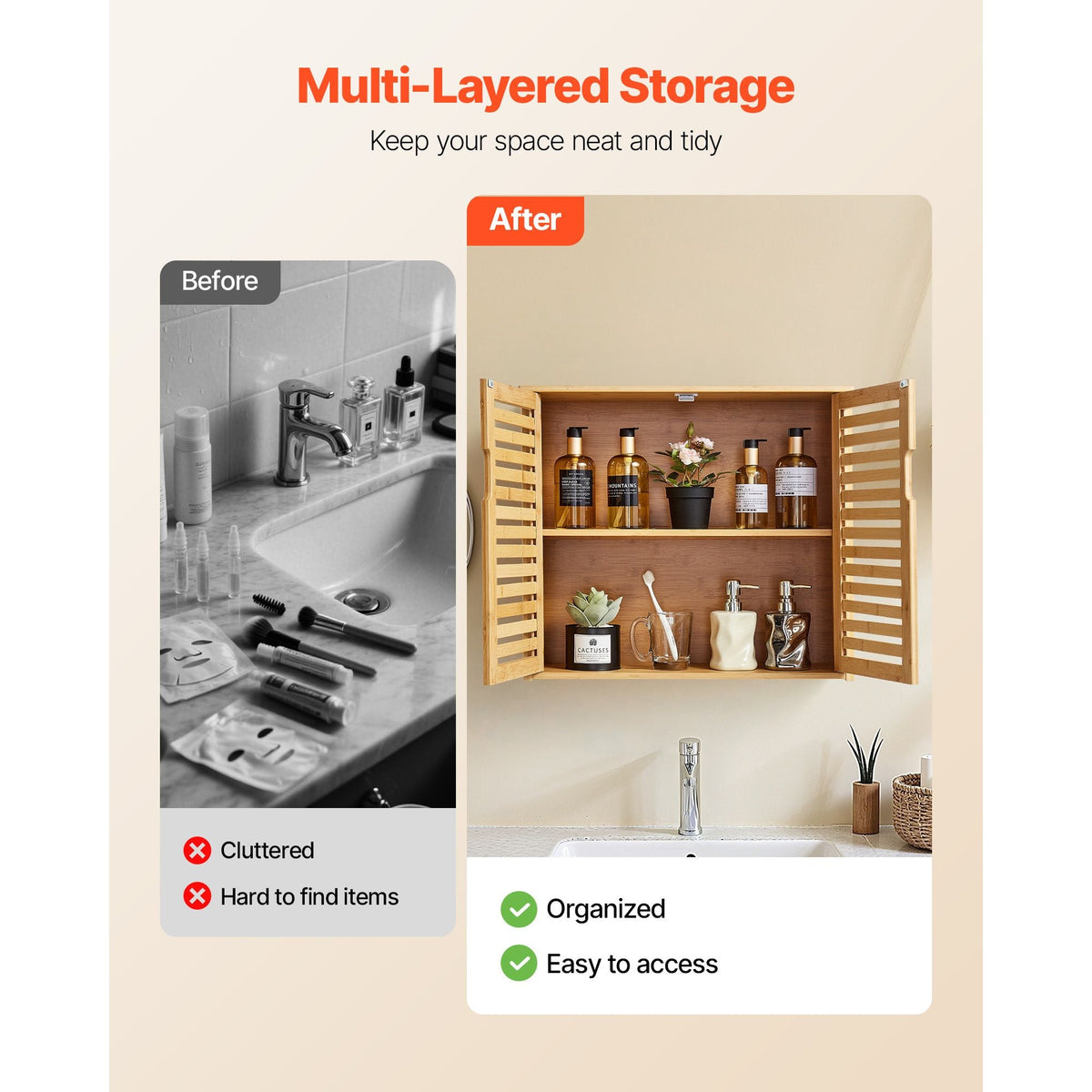 Bathroom Wall Cabinet, 2 Doors and Adjustable Shelf with 3 Height Levels, Over the Toilet Storage Medicine Cabinet Wall Mounted, Hanging Organizer with Shelves for Laundry Room Kitchen Restroom