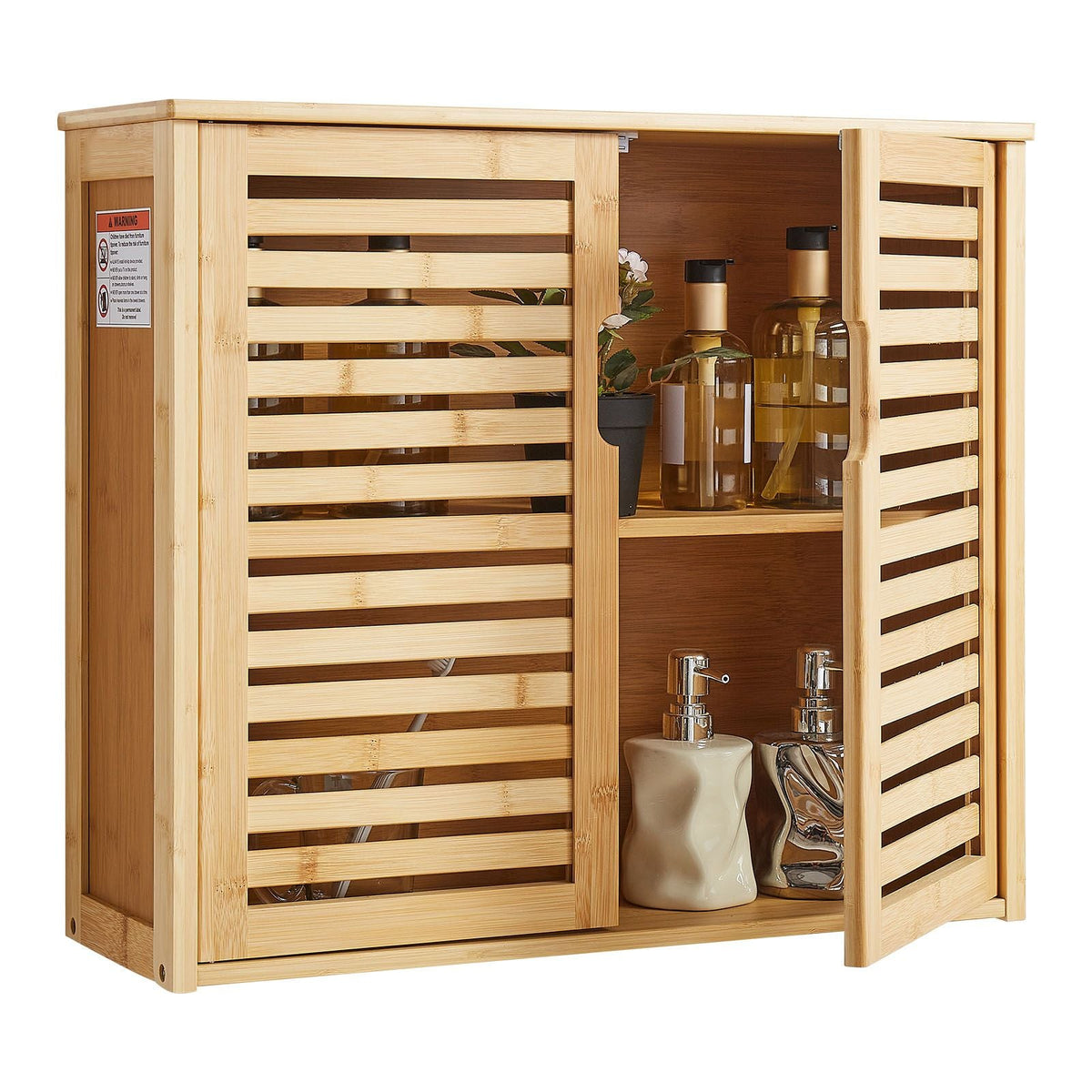 Bathroom Wall Cabinet, 2 Doors and Adjustable Shelf with 3 Height Levels, Over the Toilet Storage Medicine Cabinet Wall Mounted, Hanging Organizer with Shelves for Laundry Room Kitchen Restroom