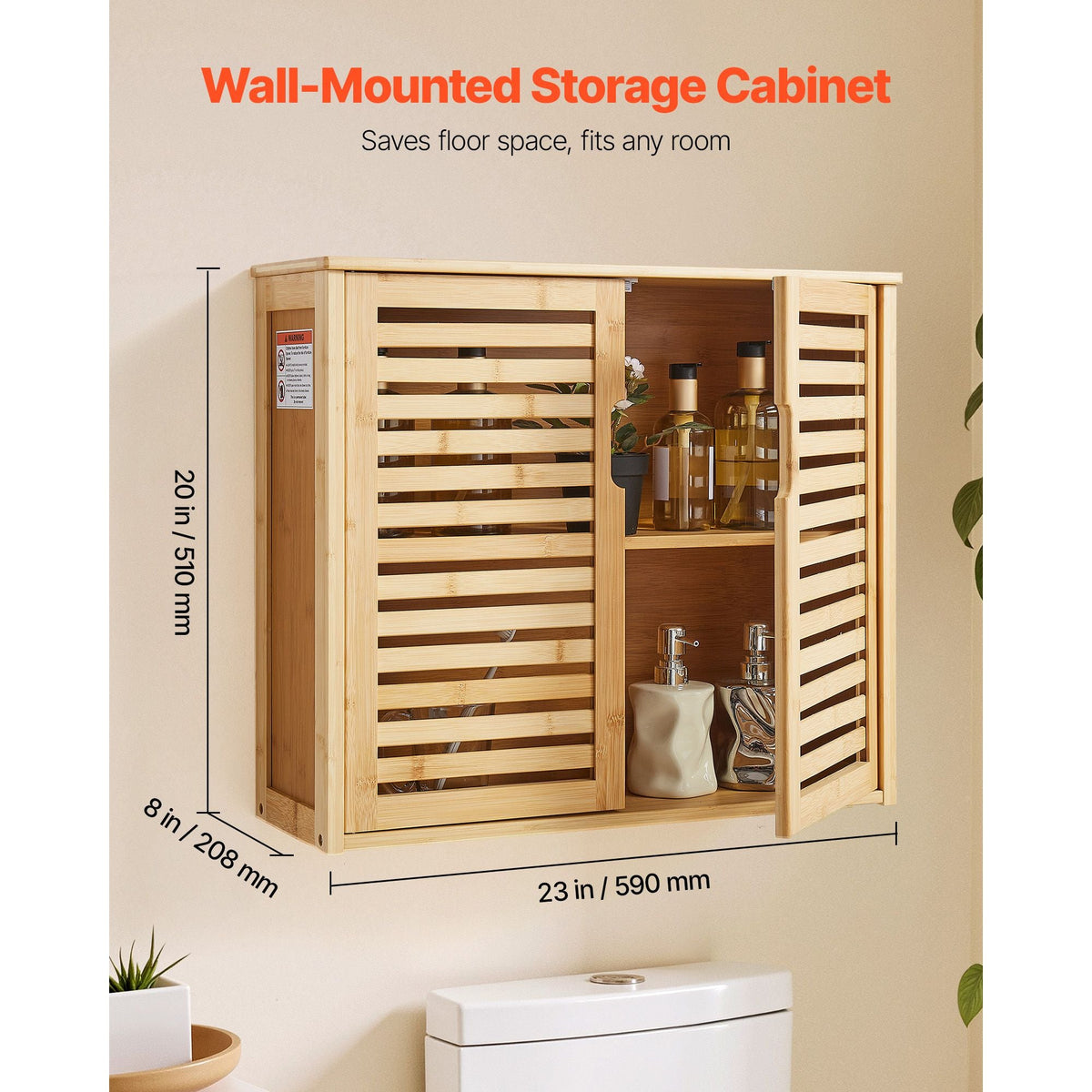 Bathroom Wall Cabinet, 2 Doors and Adjustable Shelf with 3 Height Levels, Over the Toilet Storage Medicine Cabinet Wall Mounted, Hanging Organizer with Shelves for Laundry Room Kitchen Restroom