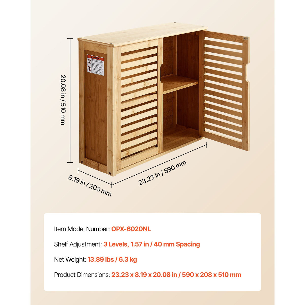 Bathroom Wall Cabinet, 2 Doors and Adjustable Shelf with 3 Height Levels, Over the Toilet Storage Medicine Cabinet Wall Mounted, Hanging Organizer with Shelves for Laundry Room Kitchen Restroom