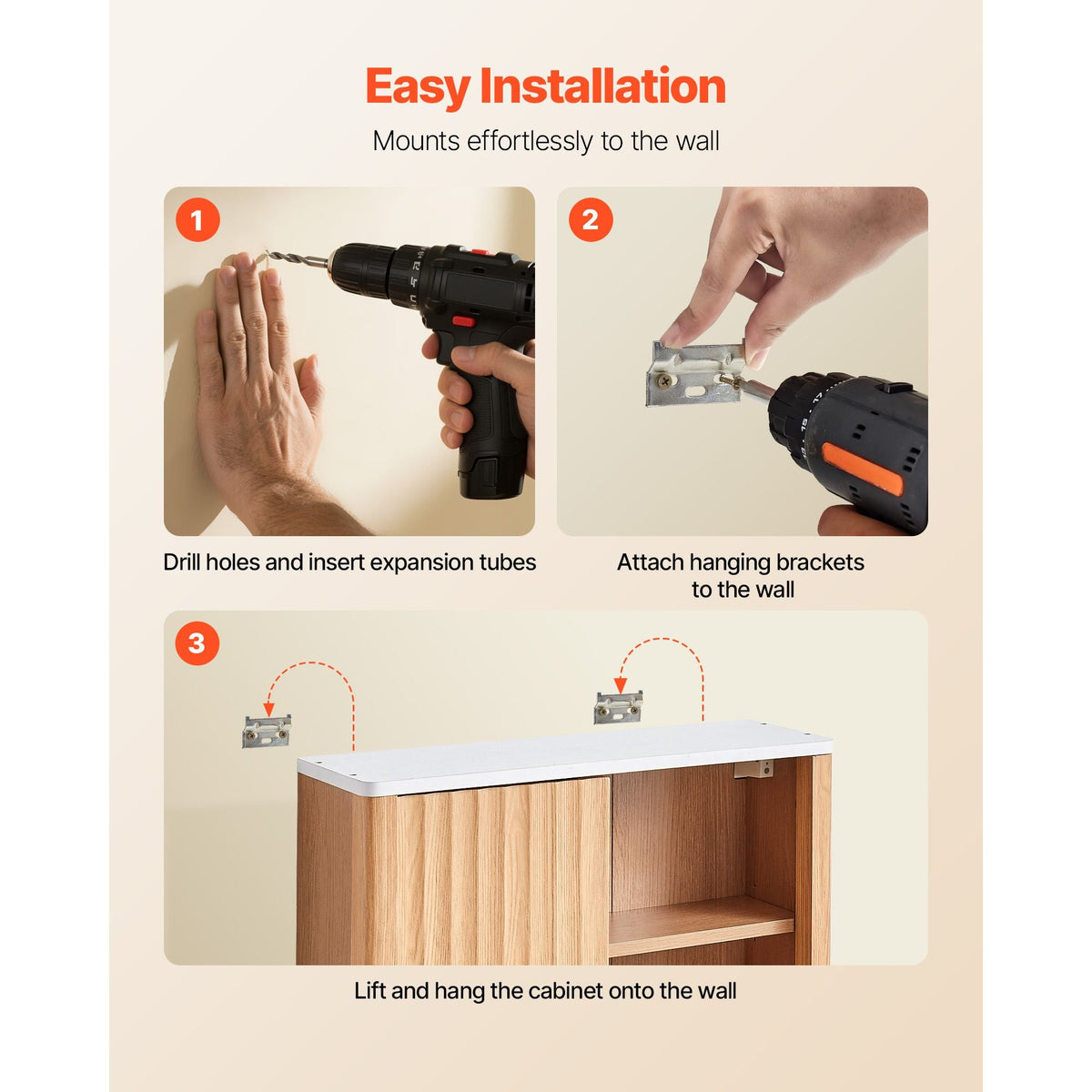 Bathroom Wall Cabinet, with Door and Adjustable Shelf, Over the Toilet Storage Medicine Cabinet Wall Mounted, Hanging Organizer with Shelves and Open Partition for Laundry Room Kitchen Restroom