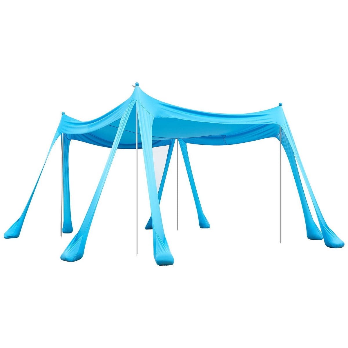 Beach Tent Sun Shelter, UPF50+ Sun Protection, 6.6 ft Tall, 10 x 10 ft, Easy Pop Up Beach Canopy with Sandbags, Stability Poles, Sand Shovels, Portable Shade for Family, Camping, Fishing, Blue