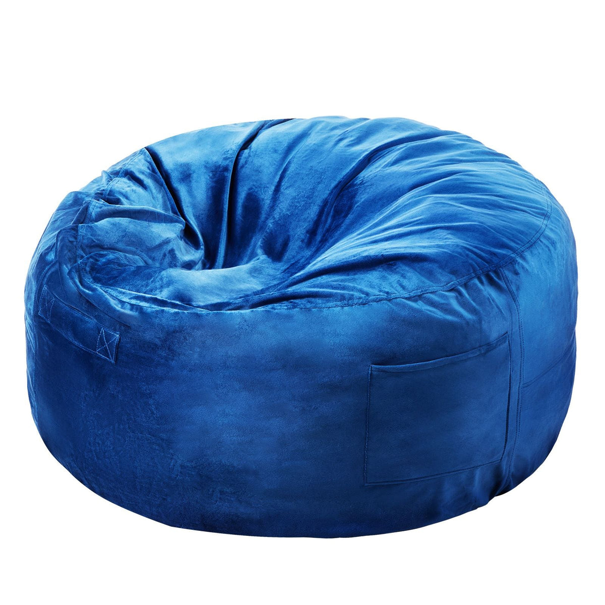 Bean Bag Chair, 3 feet Round Bean Bag Chair with Removable and Washable Cover, 25D Memory Foam Filled with Soft and Smooth Dutch Velvet, Bean Bag for Bedroom or Playroom, Blue