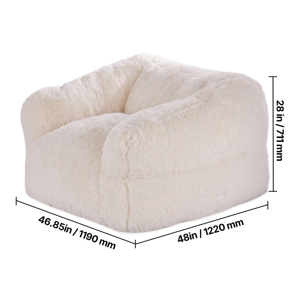 Bean Bag Chair, BeanBag Sofa Chair with Armrests for Adults, Fluffy Plush & High-Density Foam Filling Adult Bean Bag with Zapper, Comfy Lazy Sofa Chair Ideal for Living Room, Bedroom, Beige