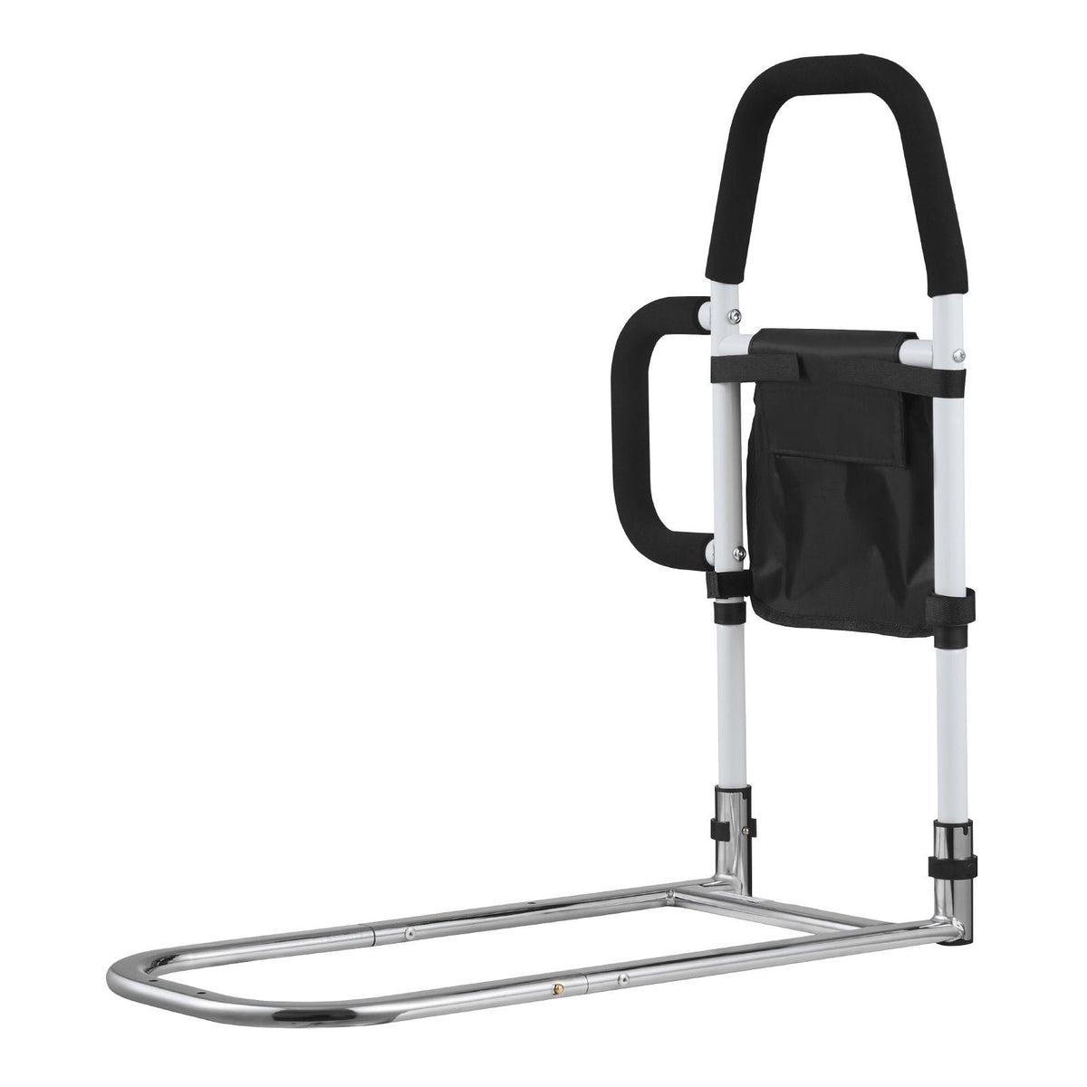 Bed Rail for Elderly, Bedside Assist Rails with Side Handle and PU Handrail, Adjustable Height Carbon Steel Pipe Bedside Cane, Bed Bars for Seniors & Patients, Fits King, Queen, Full, Twin