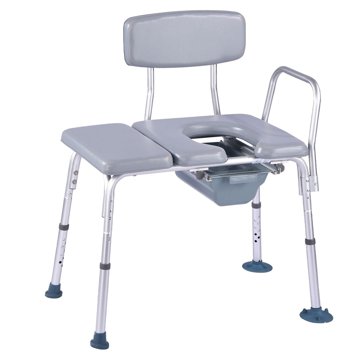 Bedside Commode Chair, 500 lbs Weight Capacity, 4-in-1 Portable Toilet and Raised Toilet Seat with Padded Seat and Backrest, Detachable 5L Bucket, Adjustable Height Adult Potty Chair for Seniors