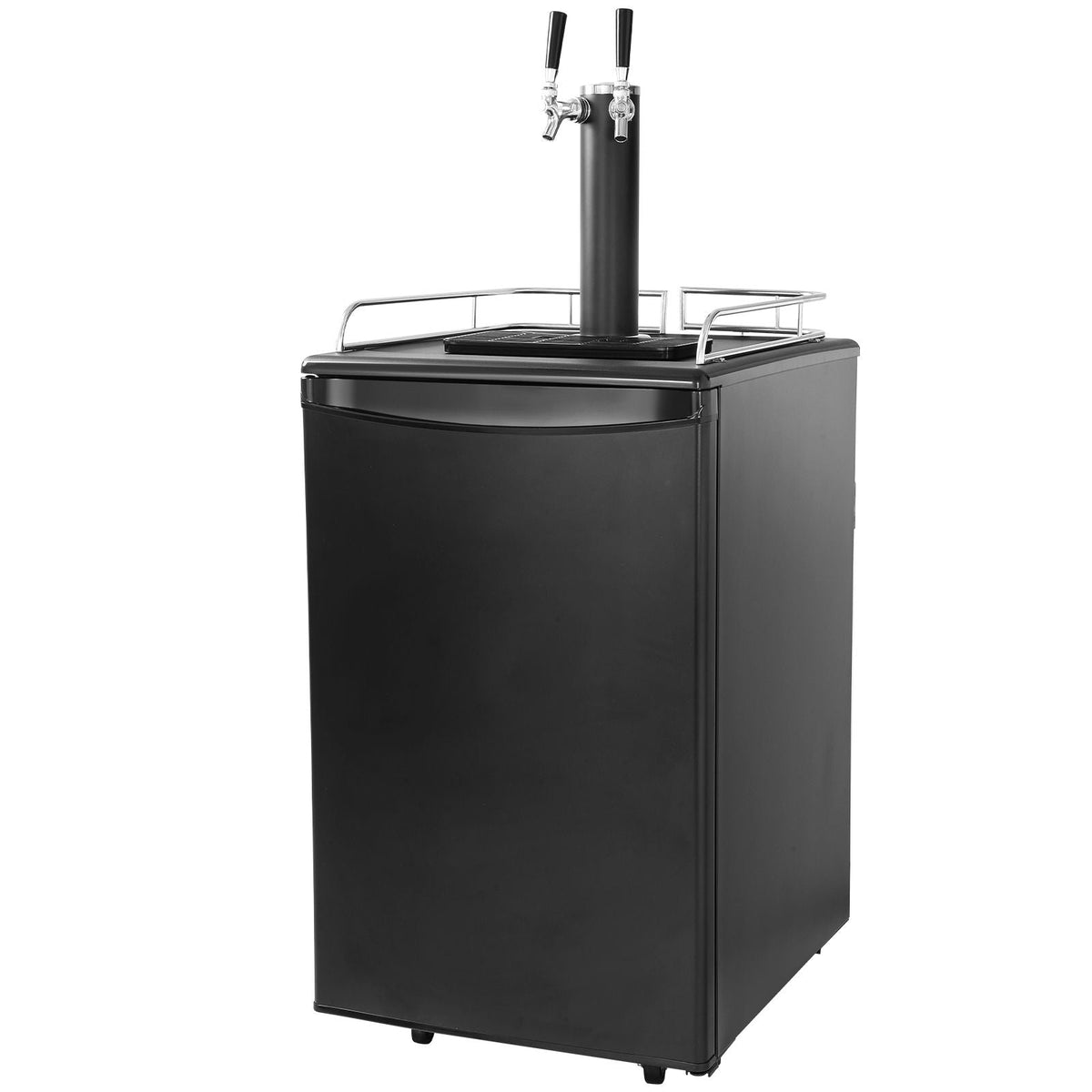 Beer Kegerator, Dual Tap Draft Beer Dispenser, Full Size Keg Refrigerator with CO2 Cylinder, Shelves, Drip Tray & Rail, 32 - 50 Fahrenheit Temperature Control, Hold 1/6, 1/4, 1/2 Barrels, Black