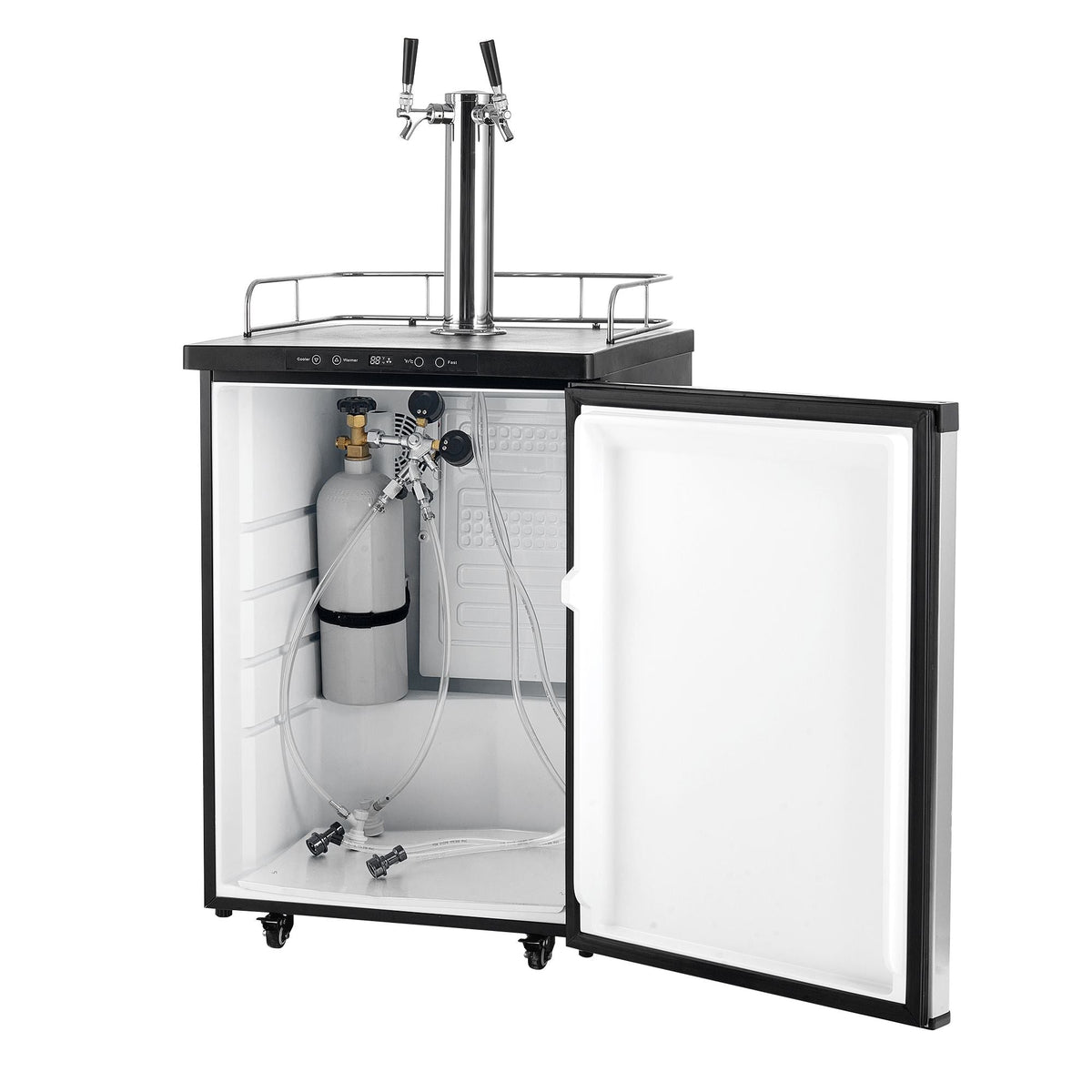 Beer Kegerator, Dual Tap Home Draft Beer Dispenser for Ball Lock, Full Size Keg Refrigerator with 5lbs CO2 Tank, Hold 2 Sixth / 2 Slim / 3 Ball lock keg, 162L
