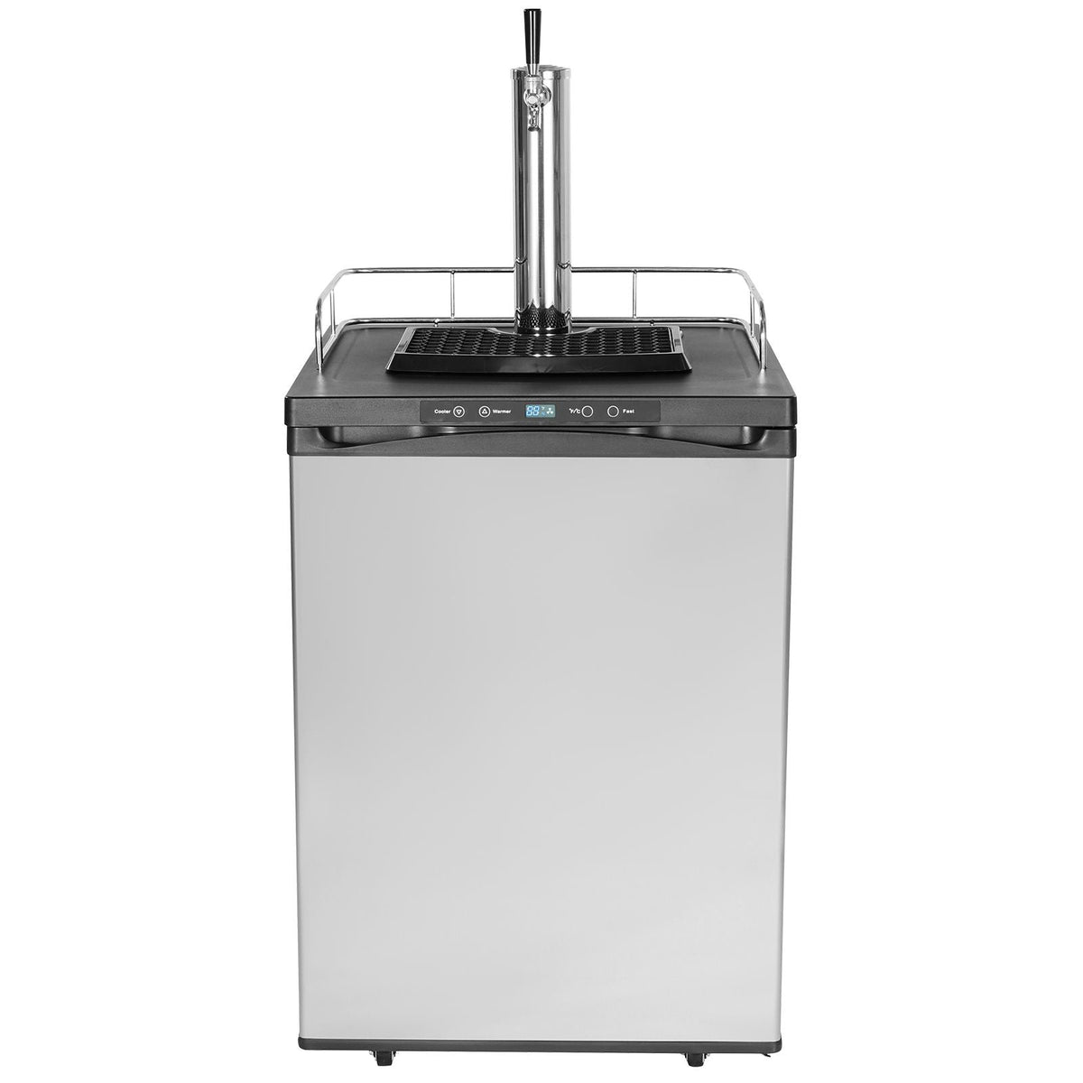 Beer Kegerator, Single Tap Draft Beer Dispenser, Full Size Keg Refrigerator With Shelf, CO2 Tank(No Gas), Drip Tray & Rail, 23 Fahrenheit - 82.4 Fahrenheit Temperature Control, 162L, Silver