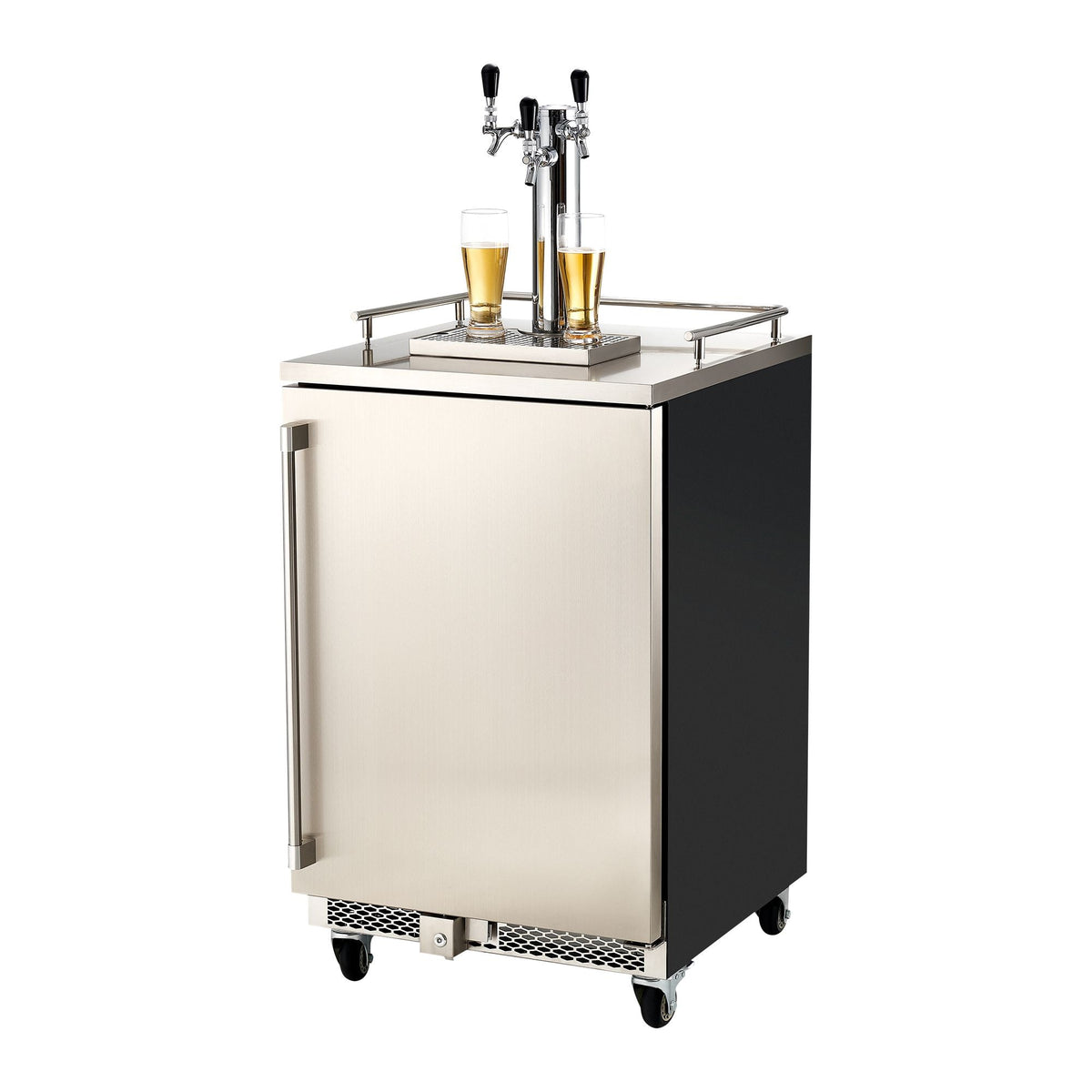 Beer Kegerator, Triple Tap Commercial Draft Beer Dispenser for D system, Full Size Keg Refrigerator with 5lbs CO2 Tank, Hold 3 Sixth / 2 Slim / 3 Ball lock keg, 160L
