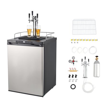 Beer Kegerator, Triple Tap Home Draft Beer Dispenser for Ball Lock, Full Size Keg Refrigerator with 5lbs CO2 Tank, Hold 2 Sixth / 2 Slim / 3 Ball lock keg, 162L
