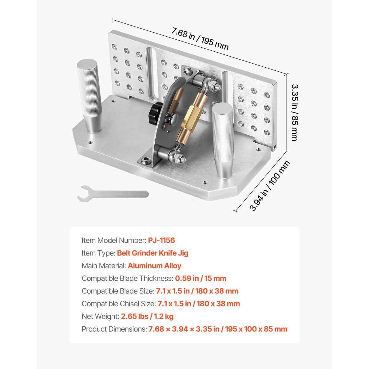 Belt Grinder Knife Jig, 85° - 115° Adjustable Belt Sander Knife Sharpening Jig with Dual Handles, 7.68" Long Sharpener Locator Compatible with Bench Grinders, Sharpening Machines