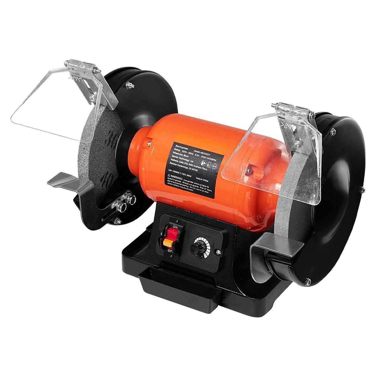 Bench Grinder, 8-inch Variable Speed Bench Grinder, 2000-3450RPM Table Grinders with 550W 5.0A Induction Motor, 36/60-Grit Grinding Wheel & Adjustable Eye Shield for Sharpening Grinding
