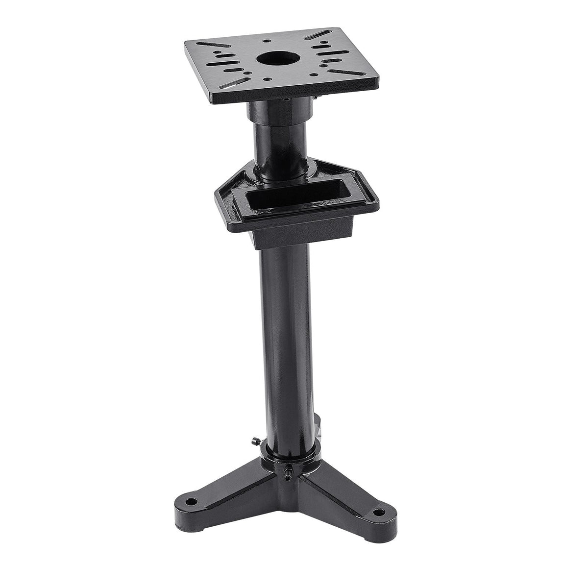 Bench Grinder Stand, Heavy-Duty Bench Grinder and Vise Floor Pedestal with 10.6" x 10.6" Mounting Plate, Pre-Cut Mounting Slots & Water Pot, Compatible with Most Bench Grinders