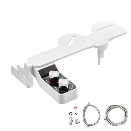 Bidet Attachment for Toilet, Hot & Cold Non-Electric Water Sprayer - Dual Retractable Nozzles, Adjustable Water Pressure, 0.3'' Ultra Thin Bidet Toilet Seat Attachment for Rear and Feminine Wash