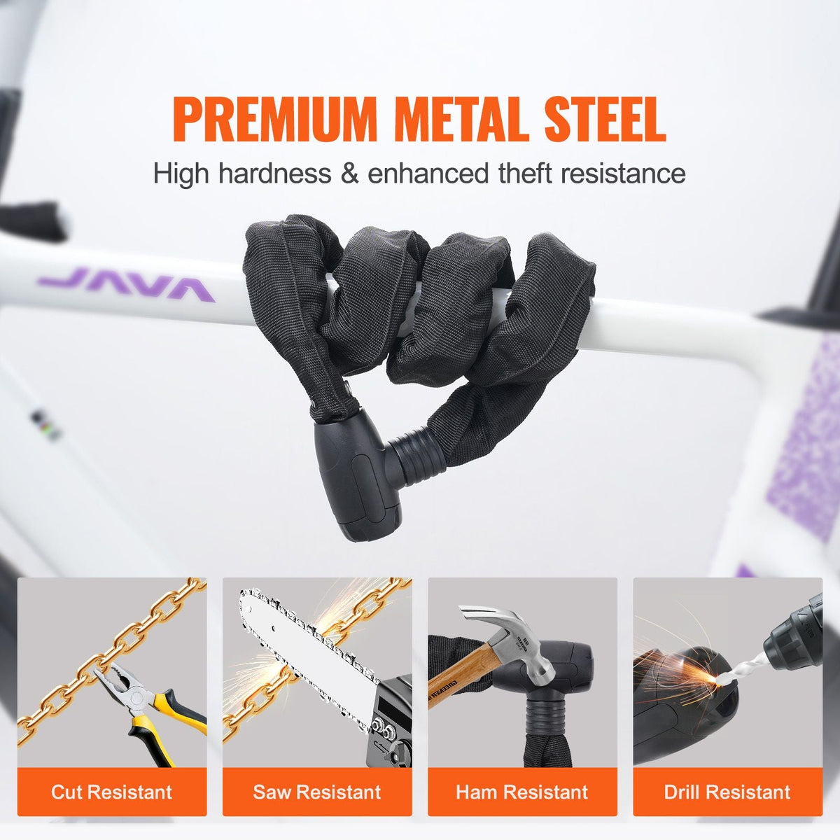 Bike Chain Lock, 5.91 Ft Combination Bicycle Chain Lock with 4 Keys, Heavy Duty Anti-Theft High Security Bike Locks, Perfect for Bike, Motorcycle, Scooter, Bicycle, Door, Fence or Gate, 10mm