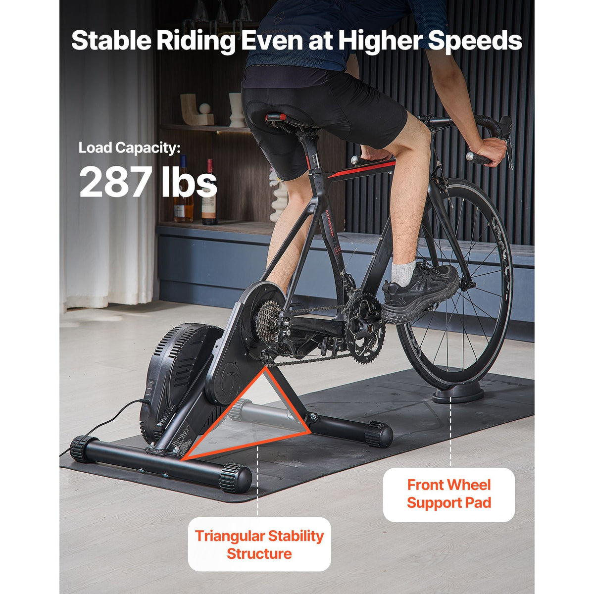Bike Trainer, 1-13 Level, 26-29 in & 700C Wheels, Smart Bicycle Stationary Stand for Indoor Exercise Riding with Front Wheel Riser Block, Fits Road and Mountain Bikes, Compatible with Zwift App