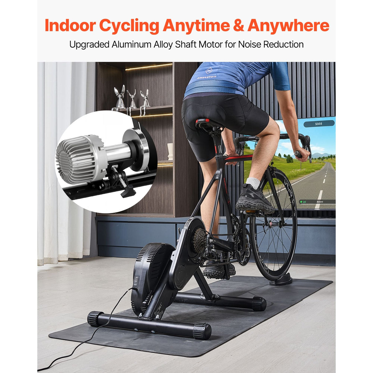 Bike Trainer, 1-13 Level, 26-29 in & 700C Wheels, Smart Bicycle Stationary Stand for Indoor Exercise Riding with Front Wheel Riser Block, Fits Road and Mountain Bikes, Compatible with Zwift App