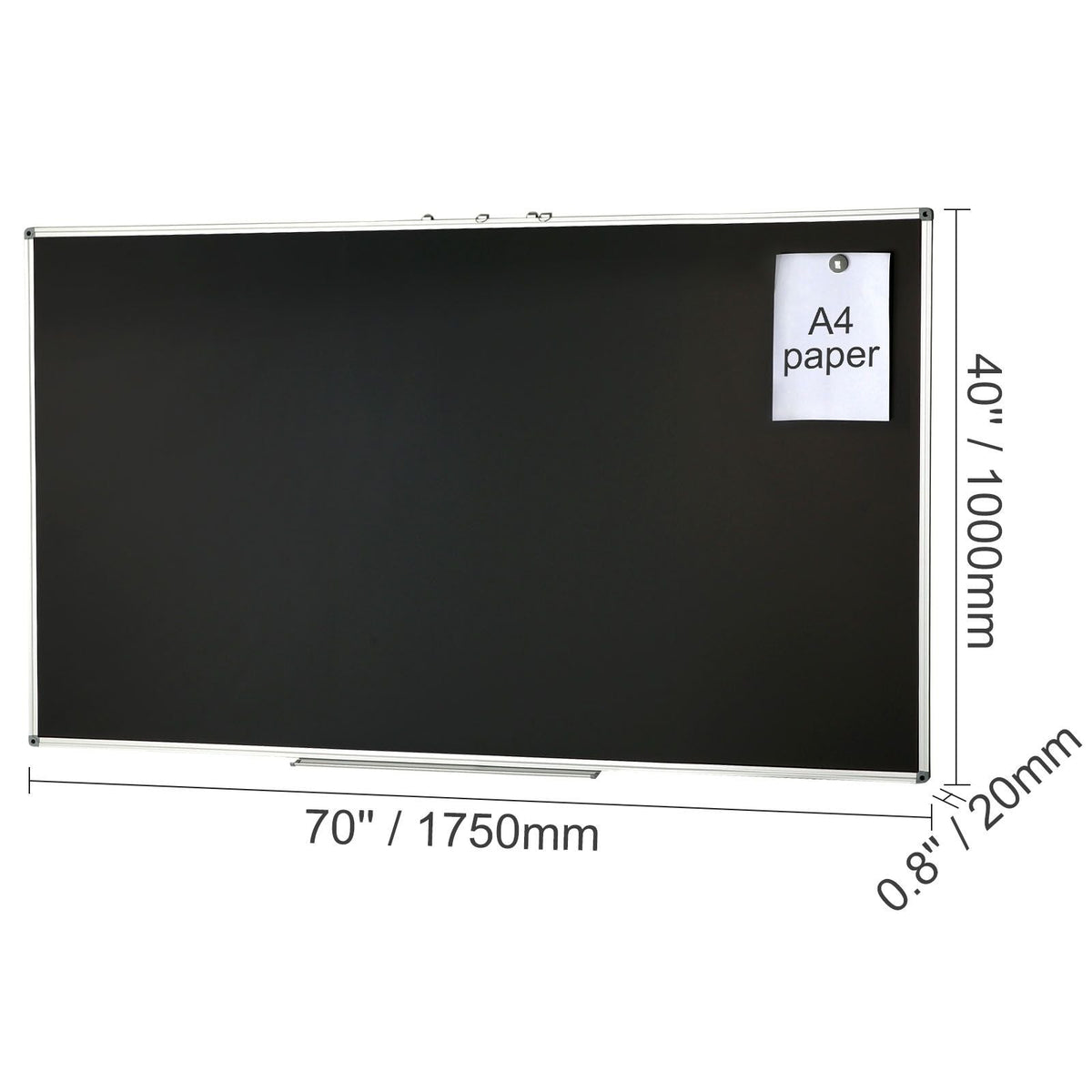 Black Board, 70 x 40 inch Large Chalkboard with Aluminum Frame, Black Boards Dry Erase Includes 1 Magnetic Erase & 3 Dry Erase Markers, Black Surface, for Office Home and School