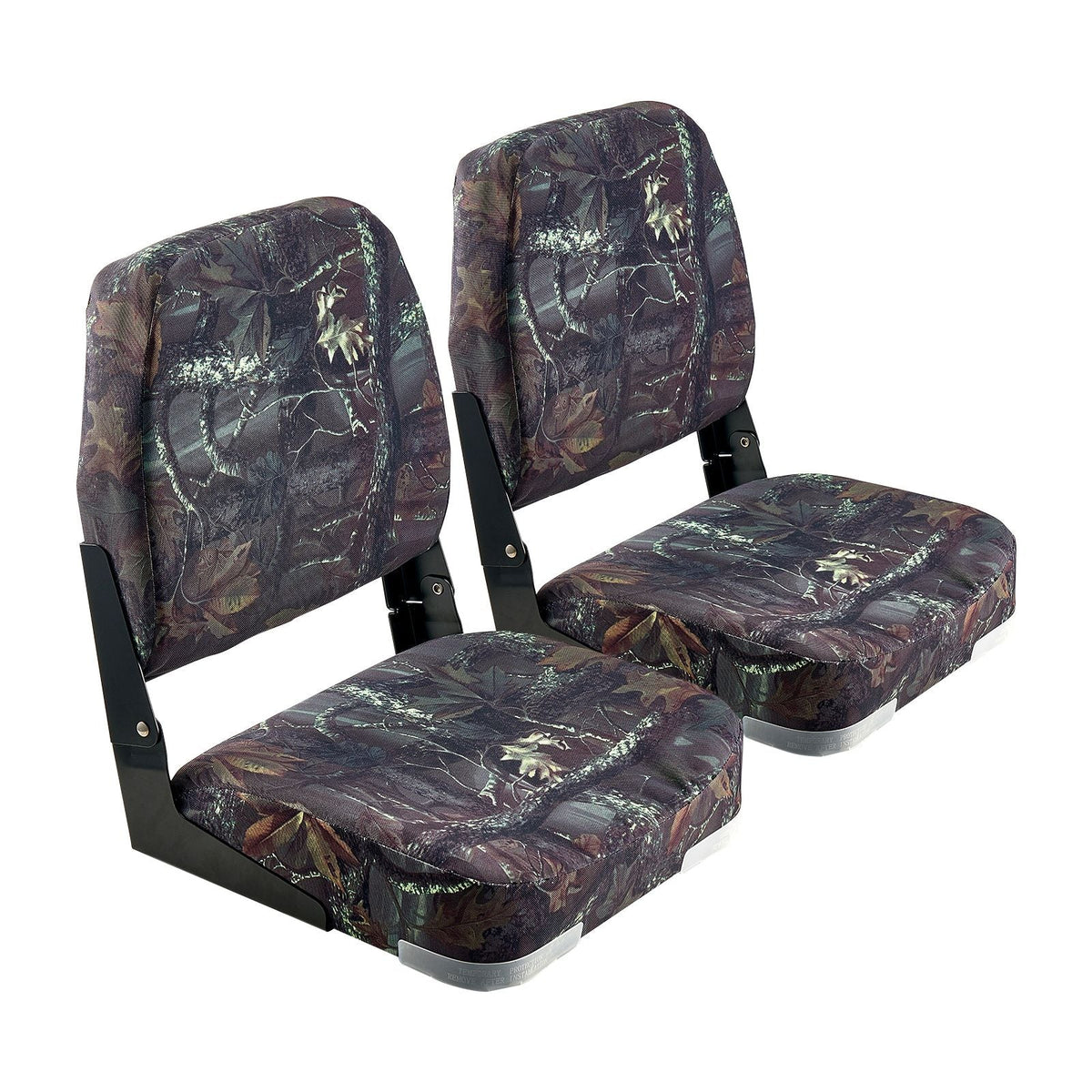 Boat Seat, Low Backrest, Folding Fishing Boat Seat with Thickened Sponge Cushion & PU Polyester Fabric, Strong PP Frame, Flip Up Boat Seat for Boats, Yachts, Ships, Camouflage Color (2 Seats)