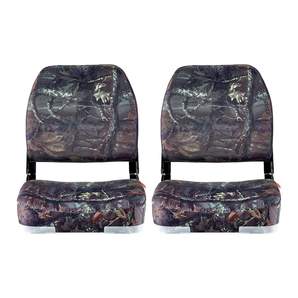 Boat Seat, Low Backrest, Folding Fishing Boat Seat with Thickened Sponge Cushion & PU Polyester Fabric, Strong PP Frame, Flip Up Boat Seat for Boats, Yachts, Ships, Camouflage Color (2 Seats)