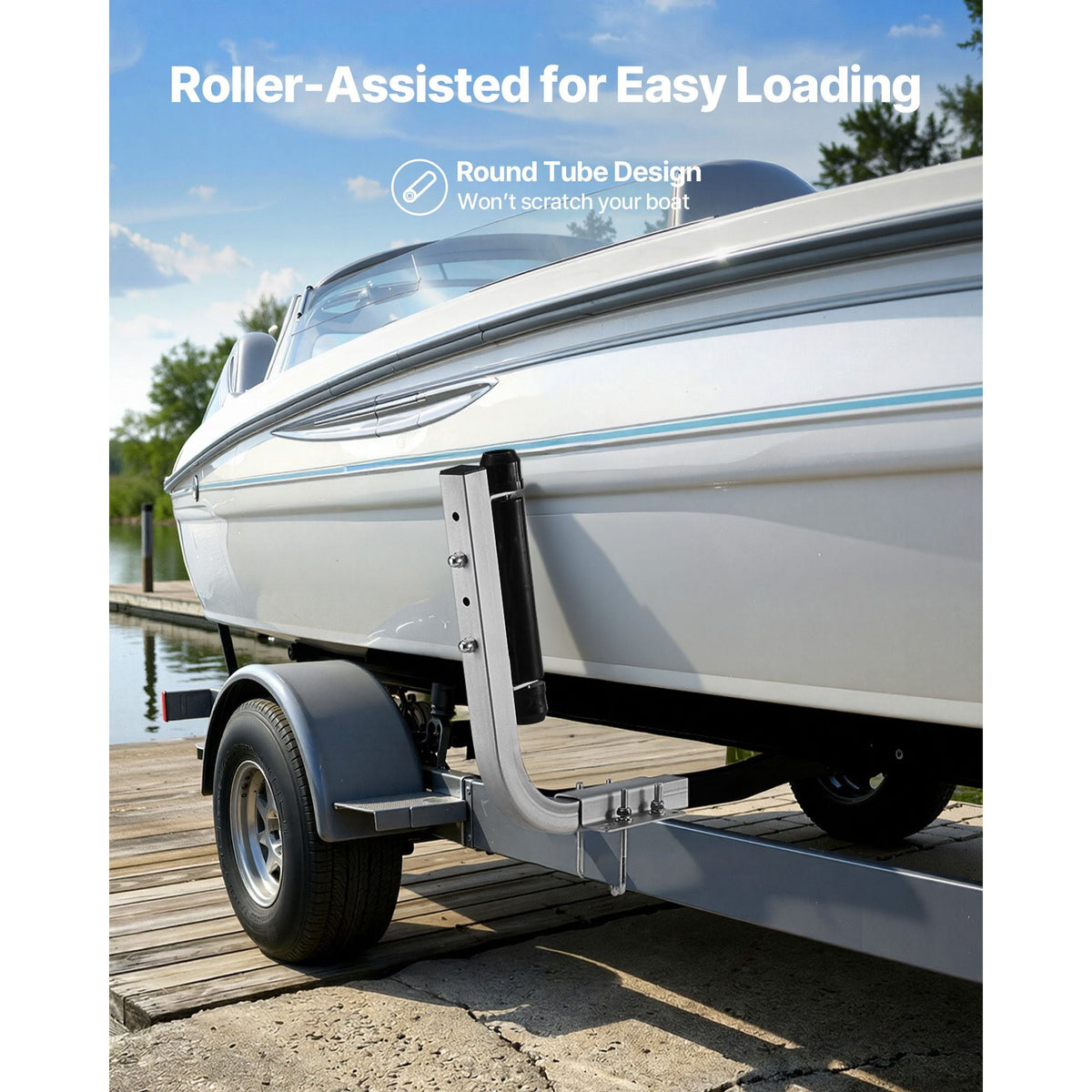 Boat Trailer Guides, 18.5 in/20.5 in Height Adjustable Trailers Guide, 2PCS Thickened High-Duty Steel Trailer Guide-Ons with Smooth Roller Guidance, for V-Hull Boats, Small to Mid-Size Boats