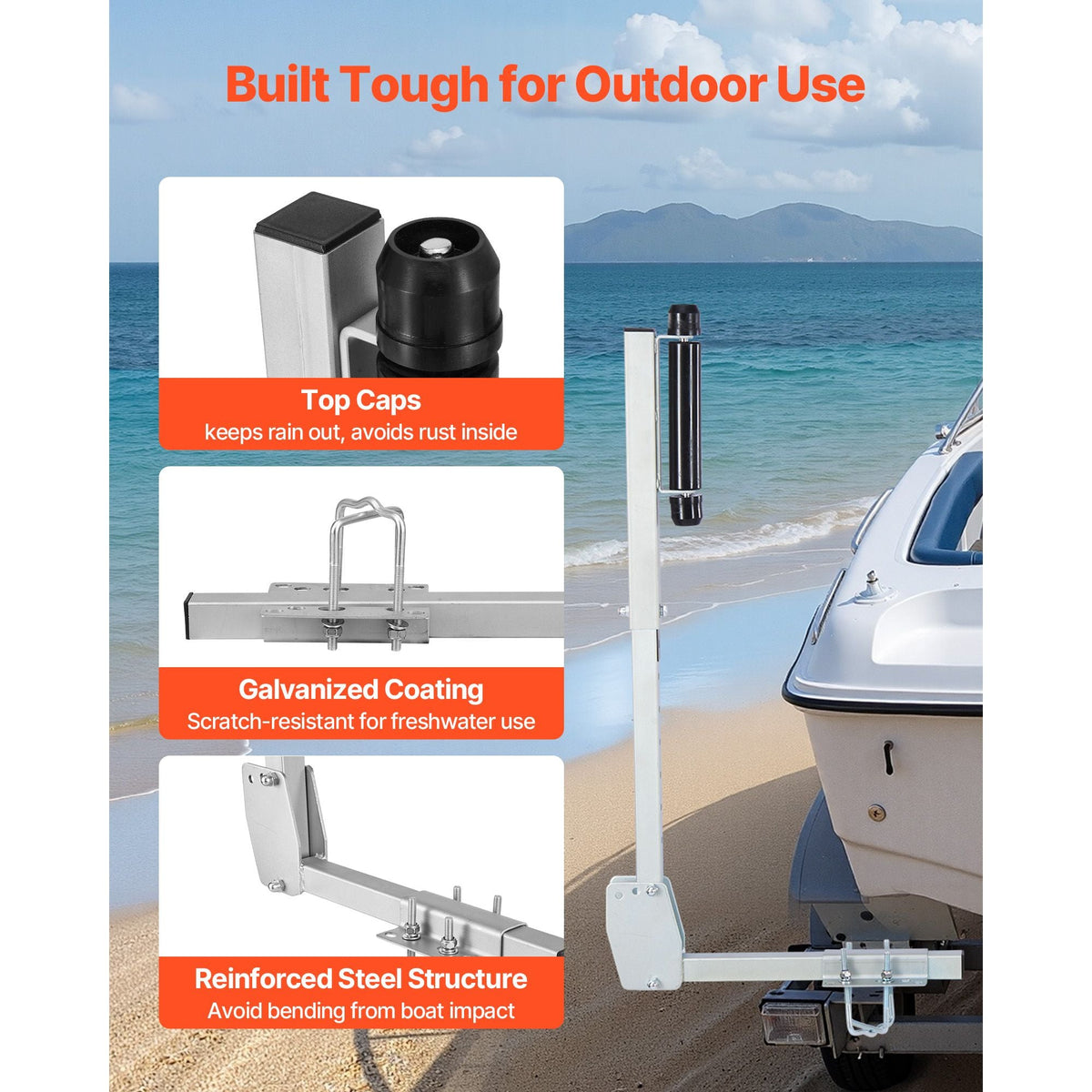Boat Trailer Guides, 27.6-41.3 in Height Adjustable Trailers Guide, 2PCS Thickened High-Duty Trailer Guide-Ons with Smooth Roller Guidance, for Over 16 in Larger Fishing Boats, Runabout Boats