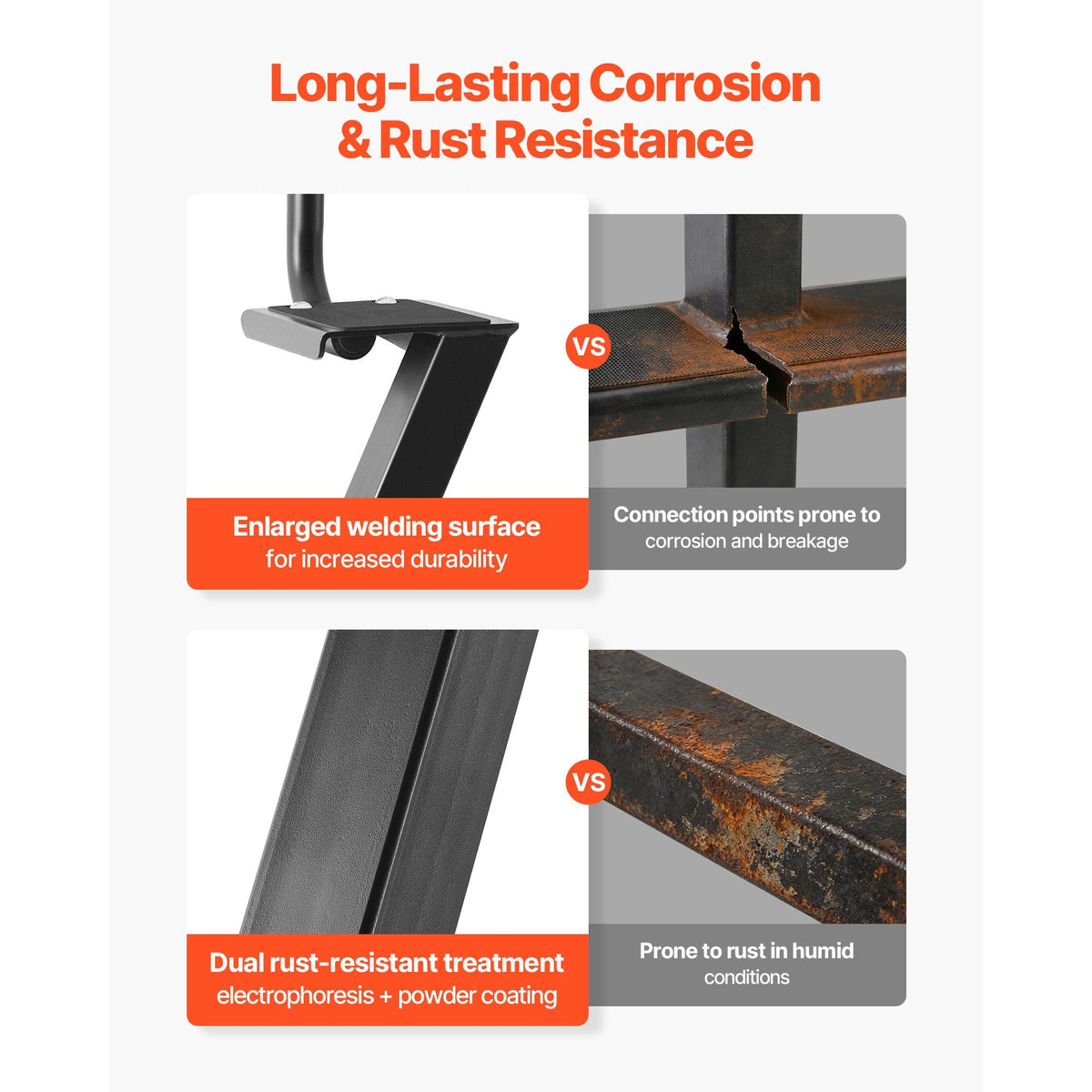 Boat Trailer Steps, 4-Step, Heavy-Duty Boat Trailer Steps with Handle, Non-Slip Surface, 3 Mounting Angle Options, Carbon Steel Ladder Suitable for 3" x 3"/3" x 5"/4" x 4" Frame, Bottom Mounting
