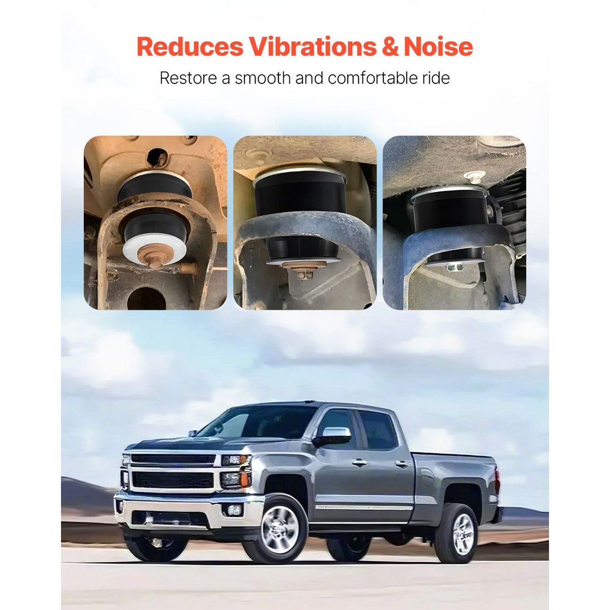 Body Mount Bushing Kit, Compatible with 1999-2014 Chevy Silverado & Sierra 1500/2500, 24 PCS Polyurethane Body Mount Kit, Durable Components for Improving Bumpy Driving Performance, Black