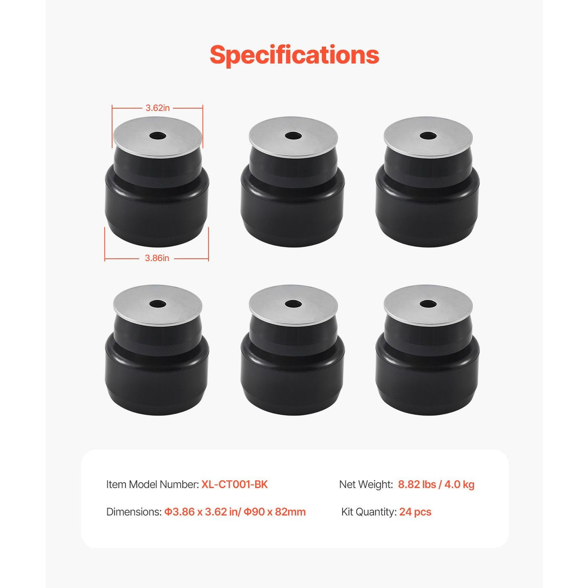 Body Mount Bushing Kit, Compatible with 1999-2014 Chevy Silverado & Sierra 1500/2500, 24 PCS Polyurethane Body Mount Kit, Durable Components for Improving Bumpy Driving Performance, Black