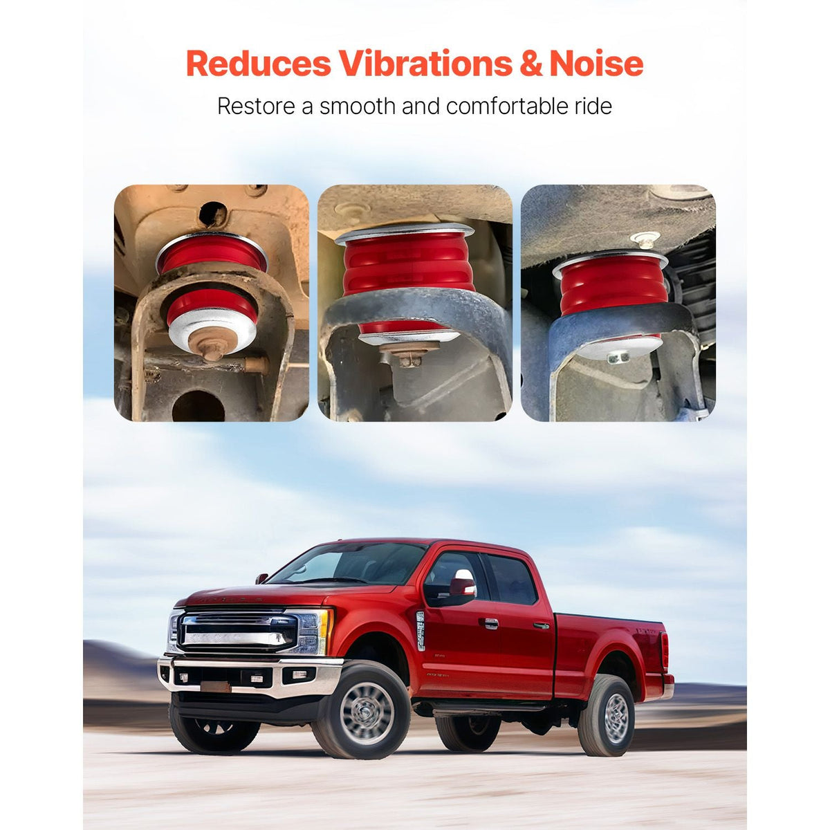Body Mount Bushing Kit, Compatible with 2008-2016 F250 F350 Super Duty, 60 PCS Polyurethane Body Mount Kit, Quick Replacement, Durable Components for Improving Bumpy Driving Performance, Red