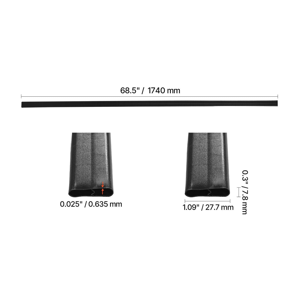 Bottom Locking Privacy Slats, Double-Wall Vertical Bottom-Locking Slats for Chain-Link Fence, High-Density HDPE Chain Link Slats Ideally Fit 6' High Fence for Garden, Farm, Sports Field(Black)