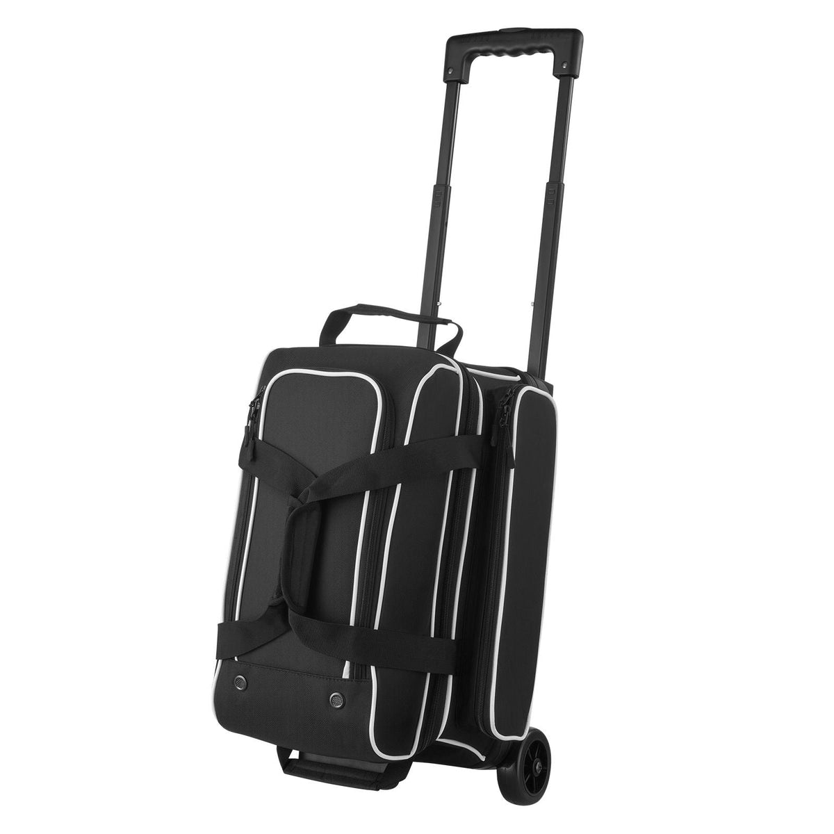 Bowling Ball Bag, 2 Ball Double Roller Bowling Bag with Wheels, Featuring a Separate Compartment for Shoes (Up To US Size 16) & Oversized Accessory Pocket, Retractable Handle Extends to 41.32 in